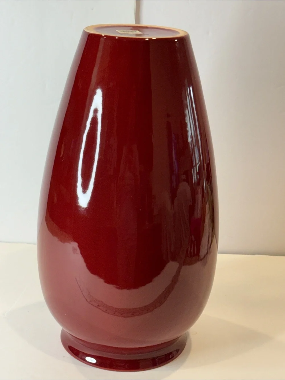 12” Crate & Barrel Scarlet Red 🌺Ceramic Vase Portugal Glossy Modern Decor